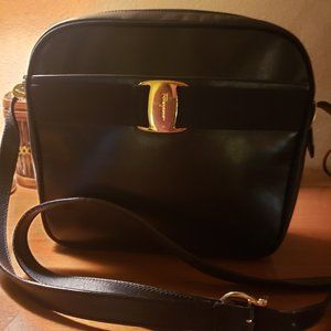 Vintage Ferragamo Black Leather Handbag
